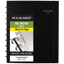 AT-A-GLANCE® Move-A-Page 2027 Monthly Planner, Black, Large, 8 3/4" x 11"
