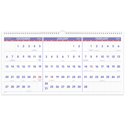 AT-A-GLANCE® 2027 Three Month Reference Horizontal Wall Calendar, Large, 12" x 27"