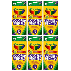 Crayola Colored Pencils, Full Length, Assorted Colors, 12 Colored Pencils Per Box, Set Of 6 Boxes