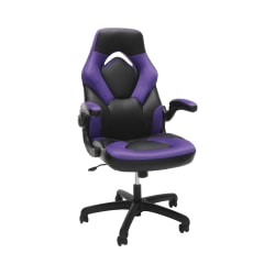 Respawn Racing Style Ergonomic Bonded Leather Computer Gaming Chair, Purple/Black