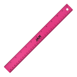 JAM Paper® Non-Skid Stainless-Steel Ruler, 12", Fuchsia Pink
