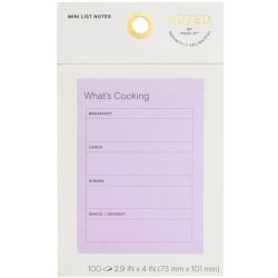 Noted by Post-it® Meal Planning Notes, 4 in. x 2.9 in., Lilac, 1 Pad/Pack, 100 Sheets/Pad