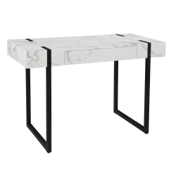 SEI Furniture Rangley Modern 46"W Faux Marble Writing Desk, Black/White