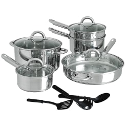 Gibson Home Cuisine Select Abruzzo 12-Piece Stainless Steel Cookware Set, Silver