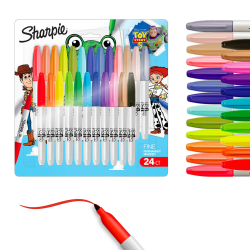 Sharpie Permanent Markers, Toy Story 5 Packaging, Assorted, Fine Point, 24 Count