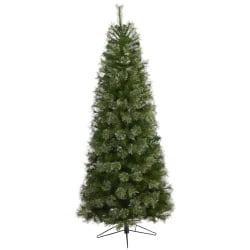 Nearly Natural Cashmere Pine 78"H Slim Artificial Christmas Tree With Bendable Branches, 78"H x 32"W x 32"D, Green