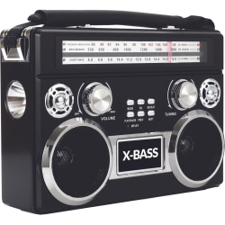 Supersonic 3 Band Radio with Bluetooth and Flashlight (Black) - Wired/Wireless - Headphone - 4 x D - Portable