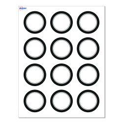 Avery® Print-To-The-Edge Labels With Sure Feed® Technology, S00-D2B-PRWMP10, Round, 2", Matte White, Preprinted Double Black Border Design, Pack Of 120