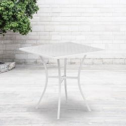 Flash Furniture Oia Commercial Grade Square Outdoor Steel Patio Table, 28-1/4"H x 28"W x 28"D, White