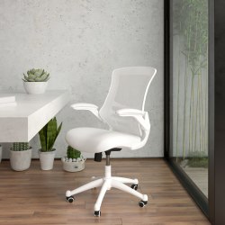 Flash Furniture Mesh Mid-Back Swivel Task Chair With Flip-Up Arms, White