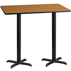 Flash Furniture Rectangular Laminate Table Top With Bar Height Table Base, 43-3/16"H x 30"W x 60"D, Natural