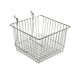 Azar Displays Chrome Wire Baskets, Small Size, 4 1/4" x 12" x 12", Silver, Pack Of 2