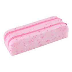 Office Depot® Brand Silicone Pencil Pouch, 2-3/8" x 7-7/8", Speckled Pink