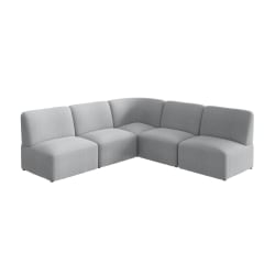 Bush Business Furniture Assemble Modular 5 Seater L Shaped Sectional Lounge Sofa, Fog Fabric, Standard Delivery