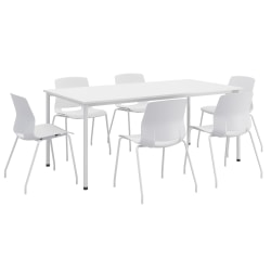KFI Studios Dailey Table Set With 6 Poly Chairs, White