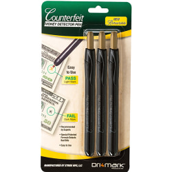 Dri-Mark® Counterfeit Detector Pen With Retractable Tip, Pack Of 3