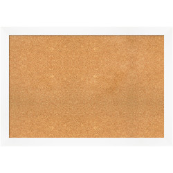Amanti Art Rectangular Non-Magnetic Cork Bulletin Board, Natural, 39" x 27", Cabinet White Narrow Plastic Frame