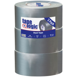 Tape Logic® Color Duct Tape, 3" Core, 3" x 180', Silver, Case Of 3