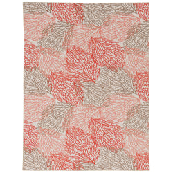 Linon Washable Area Rug, 5' x 7', Corie Ivory/Coral