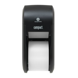 Compact® by GP PRO, 2-Roll Vertical Coreless High-Capacity Toilet Paper Dispenser, 56790A, 7.35" x 6.21" x 13.6", Black, 1 Dispenser