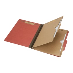 SKILCRAFT® 6-Part 2" Prong Expandable Classification Folders, Letter Size, 30% Recycled, Earth Red, Box Of 10 (AbilityOne 7530-01-600-6979)