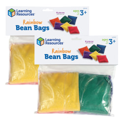 Learning Resources Bean Bags, 4" x 4", Rainbow, 6 Bean Bags Per Set, Pack Of 2 Sets