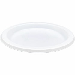Genuine Joe 7" Disposable Plastic Plates - Picnic, Food, Party, Breakroom - Disposable - 7" Diameter - White - Plastic Body - Round - 125 / Pack