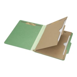 SKILCRAFT® 6-Part 2" Prong Expandable Classification Folders, Letter Size, 30% Recycled, Dark Green, Box Of 10 (AbilityOne 7530-01-600-6983)