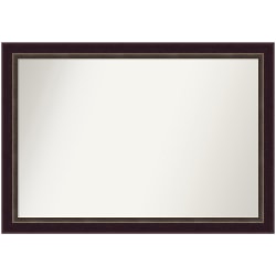 Amanti Art Non-Beveled Rectangle Wood Framed Bathroom Wall Mirror, 28-1/4" x 40-1/4", Signore Bronze