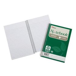 SKILCRAFT® Spiral Notebook, 5" x 7-1/2", 1 Subject, College Rule, 80 Sheets, 100% Recycled, Green, Pack of 6