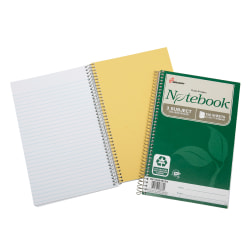 SKILCRAFT® Spiral Notebook, 6" x 9-1/2", 3 Subject, College Rule, 150 Sheets, 100% Recycled, Green, Pack of 3