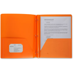 Business Source 3-Hole Punched Poly Portfolio, Letter Size, 8-1/2" x 11", Orange