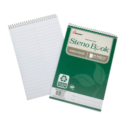 SKILCRAFT® 100% Recycled Steno Books, 6" x 9", Gregg Ruled, 60 Sheets, Green, Pack Of 6 (AbilityOne 7530-01-600-2029)