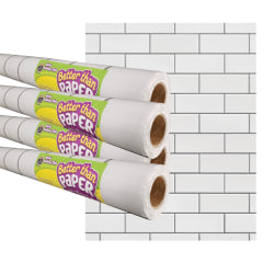 Teacher Created Resources® Better Than Paper® Bulletin Board Paper Rolls, 4' x 12', White Subway Tile, Pack Of 4 Rolls