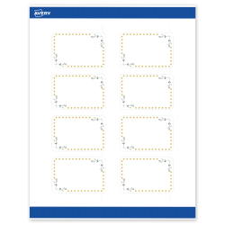 Avery® Print-To-The-Edge Labels With Sure Feed® Technology, S00-DN2-PRWMP10, Rectangle, 2" x 3", Matte White, Preprinted Green Florals with Gold Dots Design, Pack Of 80
