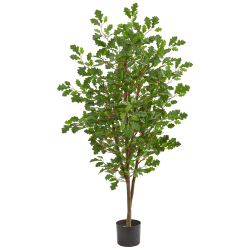 Nearly Natural Oak 5' Artificial Tree With Pot, Green/Black