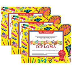 Hayes Certificates, 8-1/2" x 11", Kindergarten Diploma, 30 Certificates Per Pack, Set Of 3 Packs