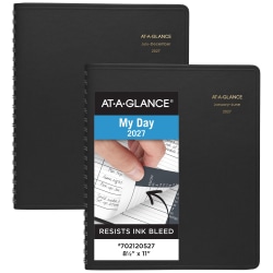 AT-A-GLANCE® 2027 Eight Person Daily Appointment Book, Two-Volume Set, Black, Large, 8 1/2" x 11"