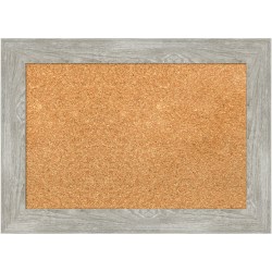 Amanti Art Rectangular Non-Magnetic Cork Bulletin Board, Natural, 22" x 16", Dove Graywash Narrow Plastic Frame