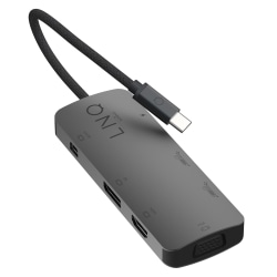 LINQ byELEMENTS 7-In-1 USB-C 4K HDMI™ Triple-Display MST Adapter, Gray, LQ48019