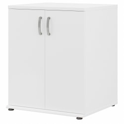 Bush® Business Furniture Universal Floor Storage Cabinet With Doors And Shelves, White, Standard Delivery