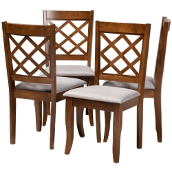Baxton Studio Brigitte Dining Chairs, Gray/Walnut, Set Of 4 Chairs