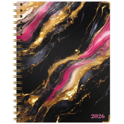 2025-2026 Global Excello Brands Hardcover Fashion Weekly/Monthly Planner, 8-1/2" x 11", Dark Gold Marble, November 2025 To December 2026