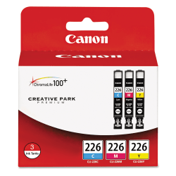 Canon® CLI-226 ChromaLife 100+ Cyan, Magenta, Yellow Ink Tanks, Pack Of 3, 4546B007