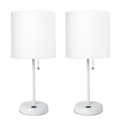 LimeLights Stick Lamps, 19-1/2"H, White Shade/White Base, Set Of 2 Lamps
