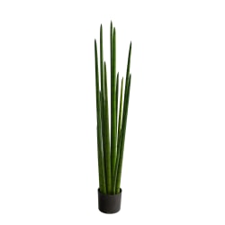 Nearly Natural Sansevieria Snake 48"H Artificial Plant With Planter, 48"H x 10"W x 10"D, Green/Black