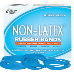 Alliance® Rubber Bands With Antimicrobial Protection, Assorted Sizes, Cyan Blue