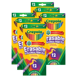 Crayola Erasable Colored Pencils, 12 Per Box, Set Of 6 Boxes