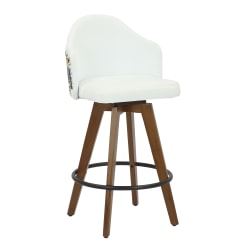 LumiSource Ahoy Floral Counter Stool, Walnut Bamboo/White