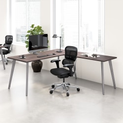 WorkPro® Motiva 72"W Modern L-Shaped Office Desk With Metal Legs, Storm Gray, Standard Delivery